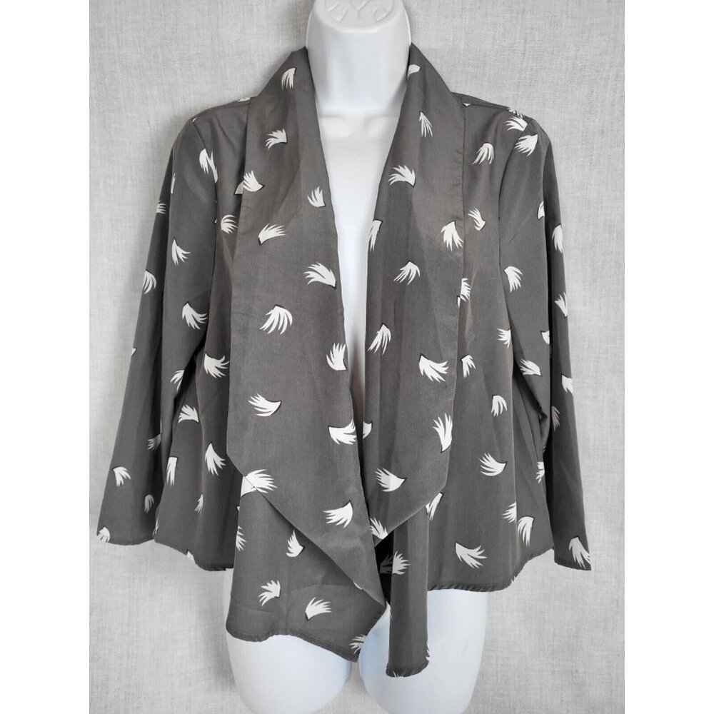 Ann Taylor LOFT Wrap Top Shirt Womens Small NWT Gray/White Dressy Flowy Cover